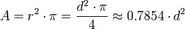 Formula calculate cross-sectional area from diameter