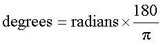 (180 deg)/(pi rad)