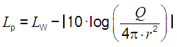 Sound power level to sound pressure level