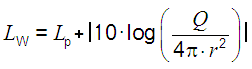 Sound pressure level to sound power level