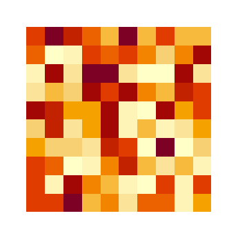 A simple raster object defined by a 10x10 array of cells or pixels.