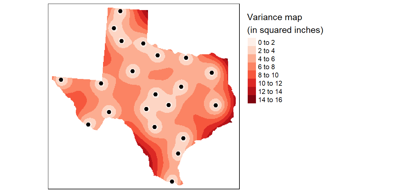 Variance map resulting from the Kriging analysis.