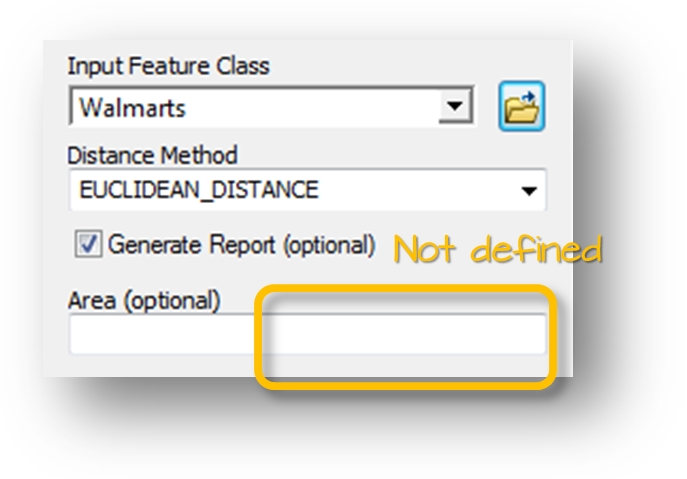 ArcGIS' ANN tool. The size of the study area **is not** defined in this example.