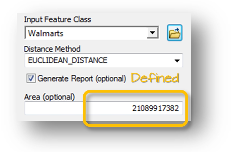 ArcGIS' ANN tool. The size of the study **is** defined in this example.