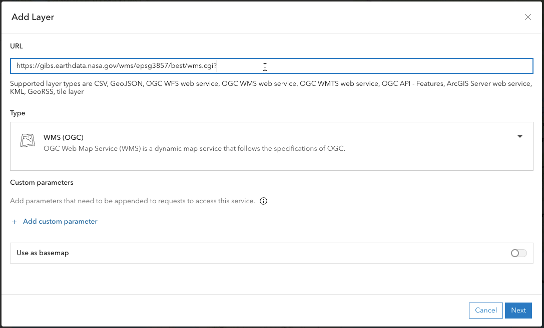 ArcGIS Online, Add Layer Endpoint