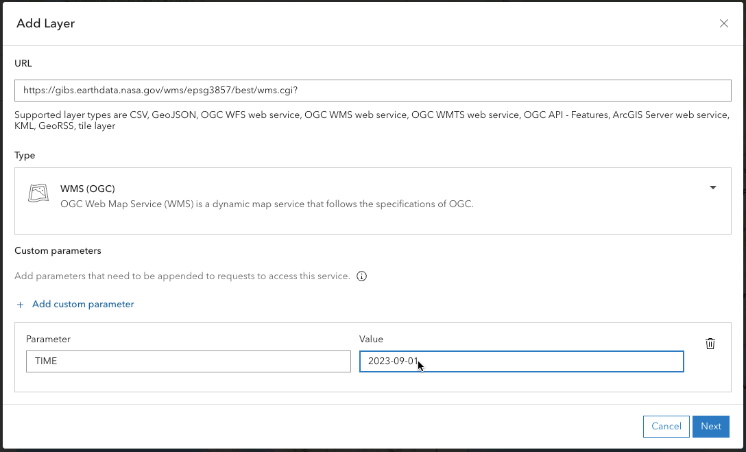 ArcGIS Online, Add Layer Time