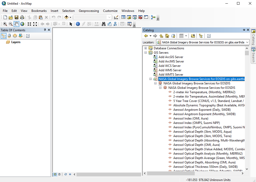 ArcMap, GIBS Catalog