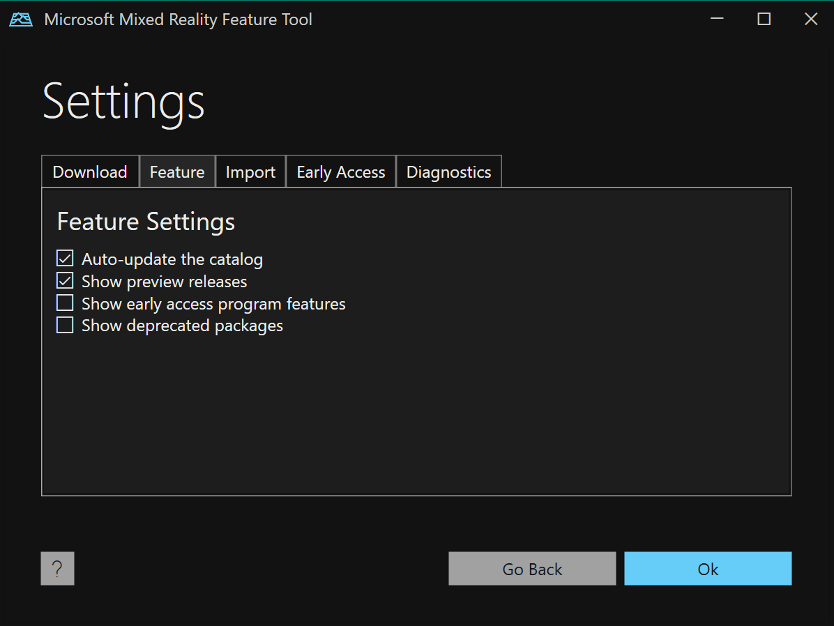 Feature settings