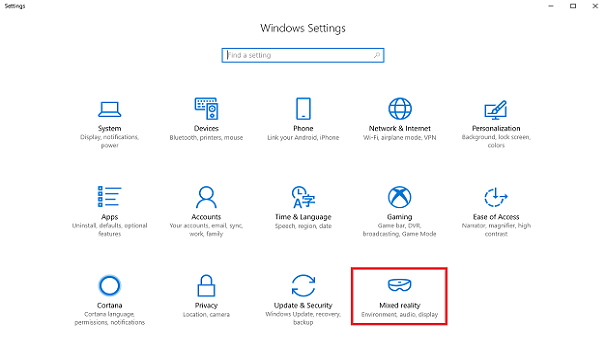Mixed reality settings