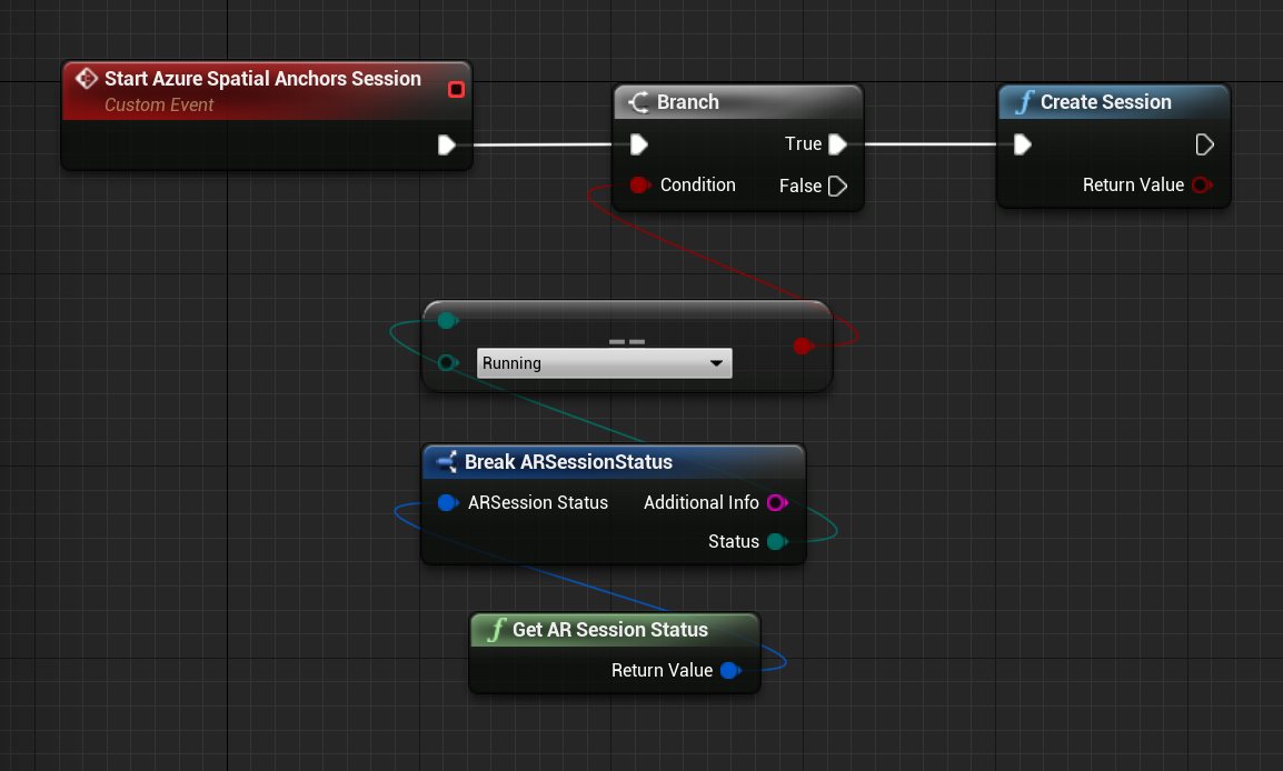 Blueprint of starting azure spatial anchors session custom event