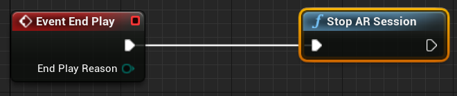 Event end play node attached to the stop ar session function