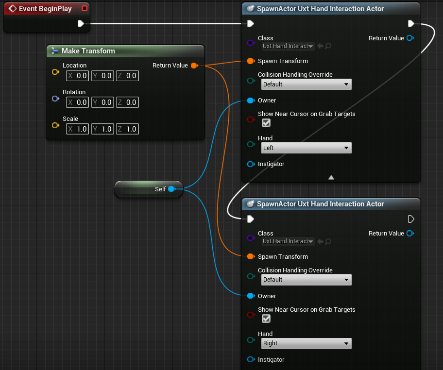 Complete UXT Hand Interaction Actor setup