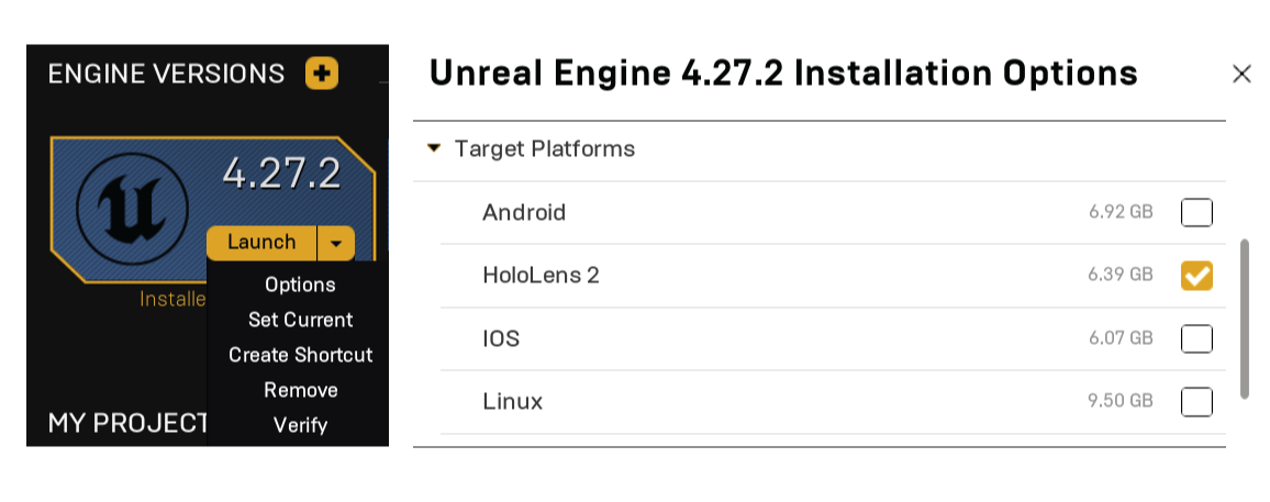 Unreal Install Option HoloLens 2