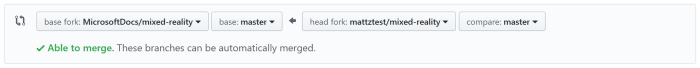 Create pull request from your fork into MicrosoftDocs/mixed-reality