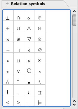 Math Symbols Panel